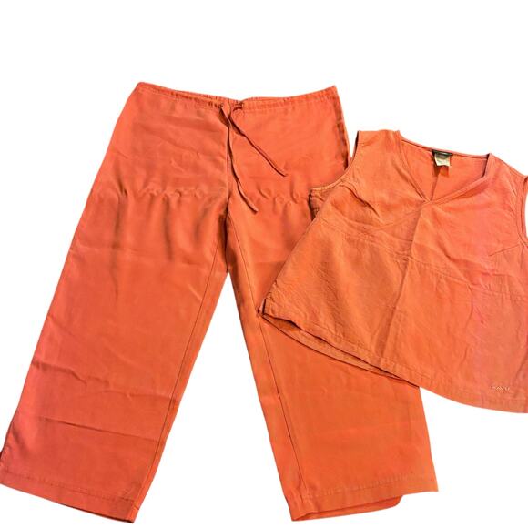 Kavu Rust Cotton 2pc Set Tank & Cropped Pants Large Boho Travel Outdoor Outfit M - Picture 2 of 9